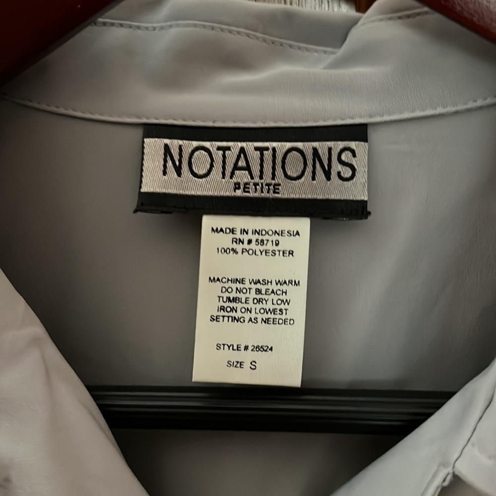 NWT Notations Button Down Long Roll Tab Sleeve Microfiber Office Career Wear - Picture 2 of 6